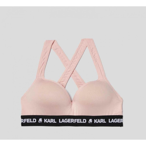 Soutien-gorge rembourré sans armatures logoté - Rose Karl Lagerfeld  - Soutien gorge sans armature grande taille