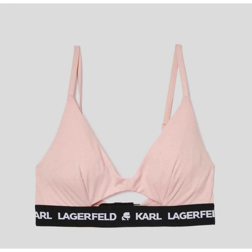 Soutien-gorge triangle sans armatures logoté - Rose Karl Lagerfeld  - 40 lingerie promo 60 a 70