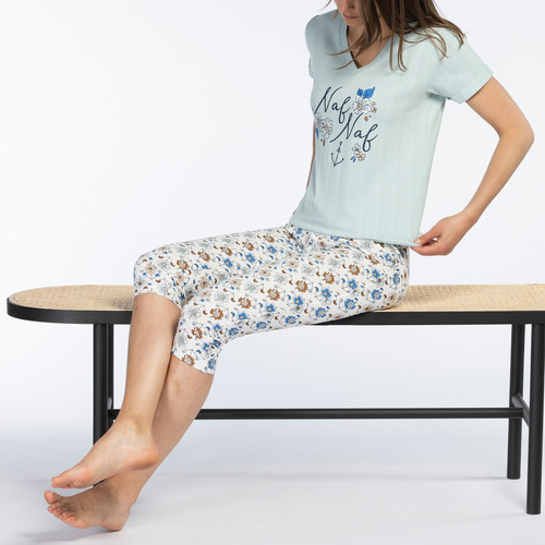 Ensemble Pyjama corsaire - Bleu Naf Naf homewear  - Nouveautés Lingerie et Maillot