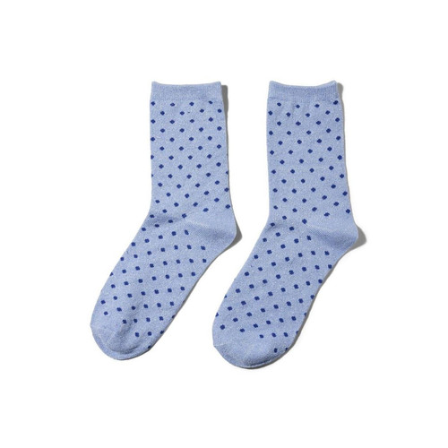 Chaussettes à paillettes bleu en coton Maia Pieces  - Lingerie