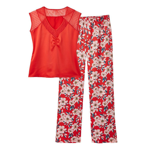 Ensemble pyjama - top et pantalon - Rouge - Pomm poire lingerie nuit loungewear