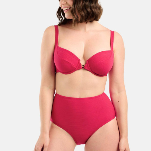 Culotte de bain taille haute rouge - Glamourous Textured Glamourous Textured Sans Complexe Bain