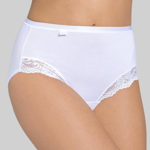 Lot de 4 culottes hautes - Blanc sloggi Romance Maxi 4SP/FR WHITE en coton Sloggi  - Sloggi lingerie