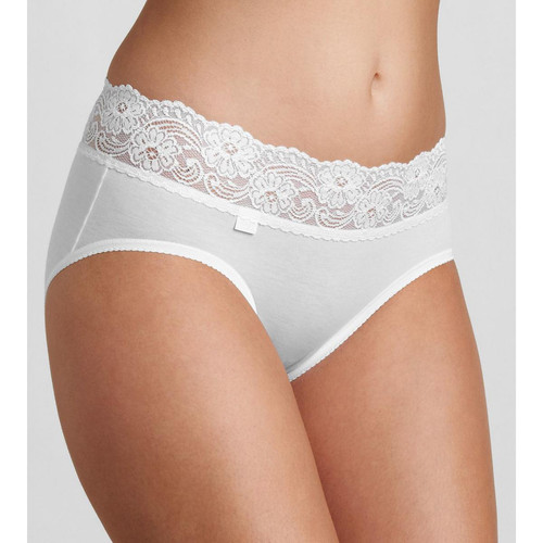 Lot de 4 culottes hautes - Blanc sloggi Romance Maxi 4SP/FR WHITE Sloggi   - Sloggi lingerie