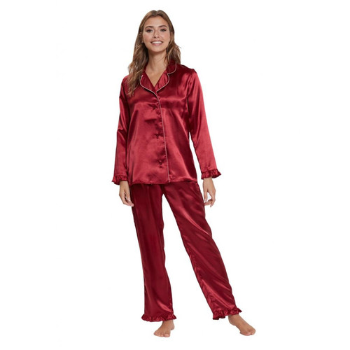 Pyjama chemise en satin à volants - Venca - Venca lingerie maillot